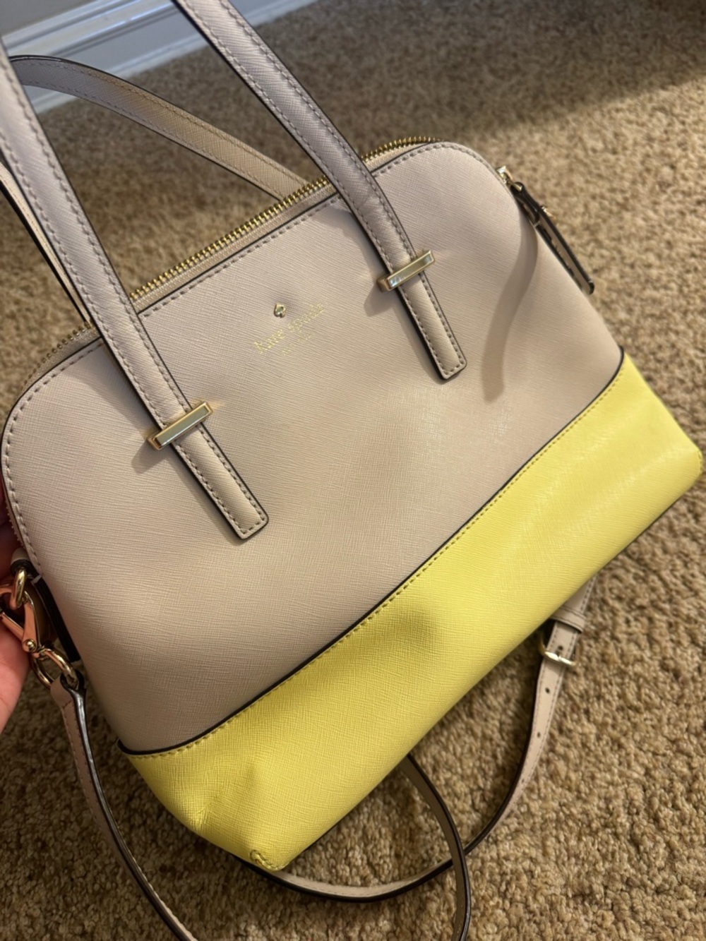 kate spade beige and Yellow Two-Tone Dome Satchel - Picture 3 of 5